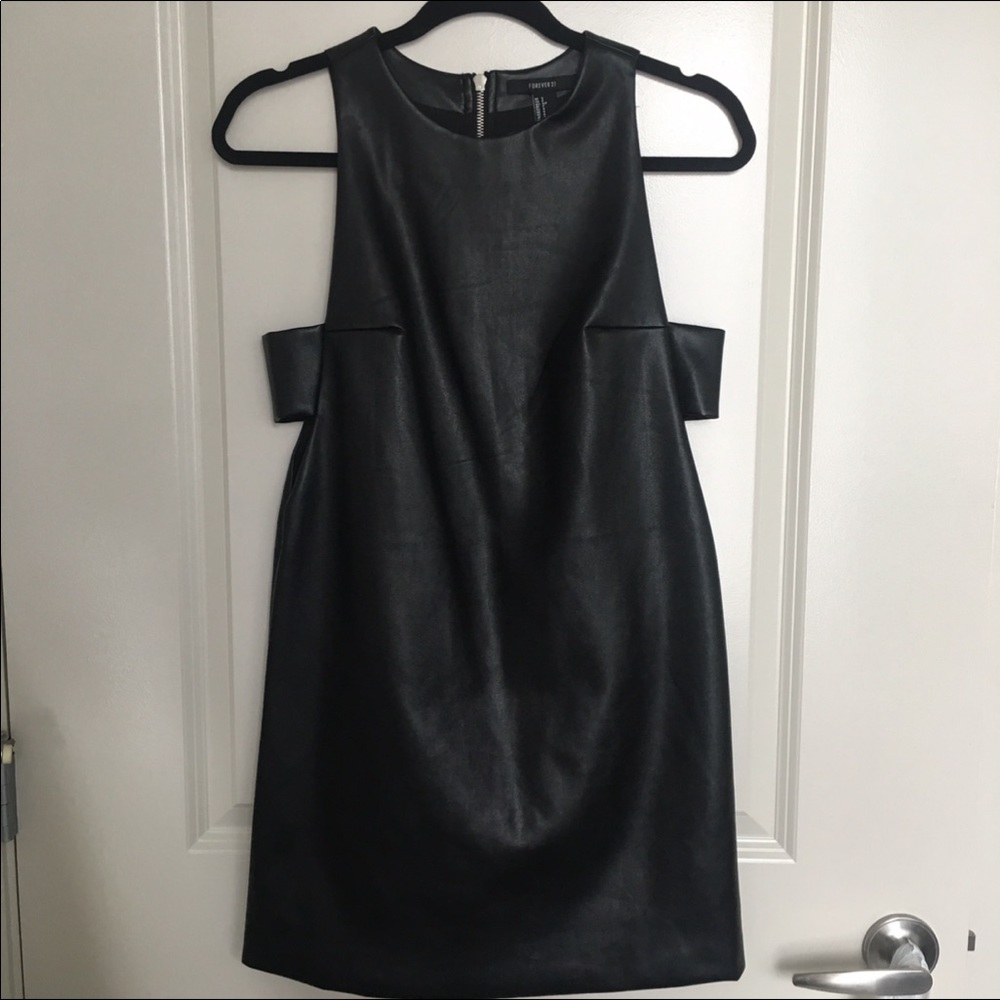 Forever 21 Black Faux Leather Dress - S
